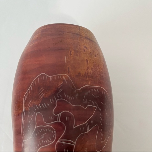 Hand Carved Soapstone Etched Giraffe Tree African Made in Kenya - Picture 9 of 15